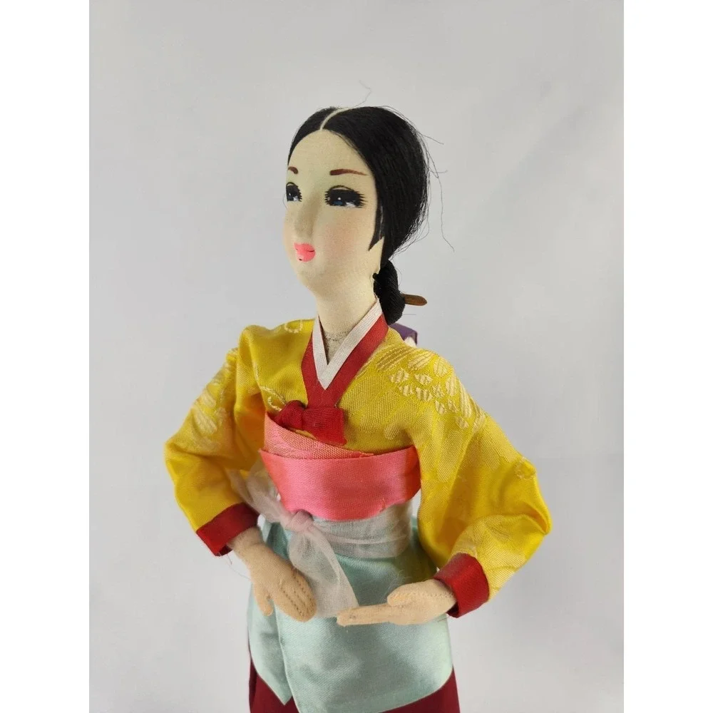 Vintage Handmade Korean Doll‎ w/ Baby Made In Seoul Korea Traditional Dress Wrap